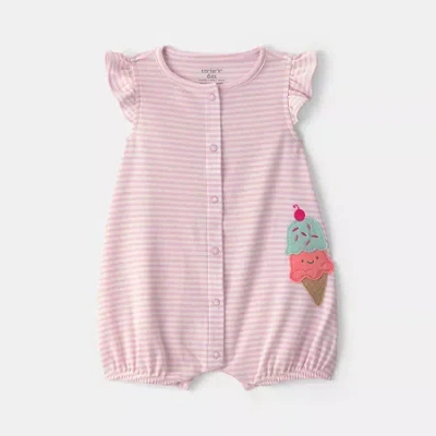 Carter's Baby Girls Short Sleeve Romper In Pink