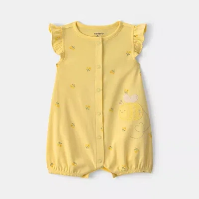 Carter's Baby Girls Short Sleeve Romper In Yellow