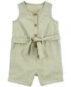 Carter's Baby Girls Sleeveless Cotton Canvas Romper In Green