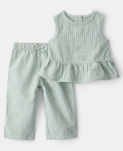 Carter's Baby Girls' Sleeveless Top And Pants, 2-piece Set In Green