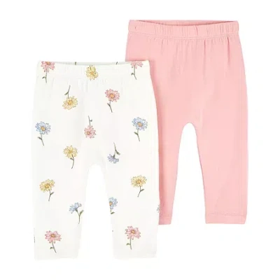 Carter's Baby Girls Straight Regular Fit Pull-on Pant In Pink