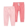 Carter's Baby Girls Straight Regular Fit Pull-on Pant In Pink