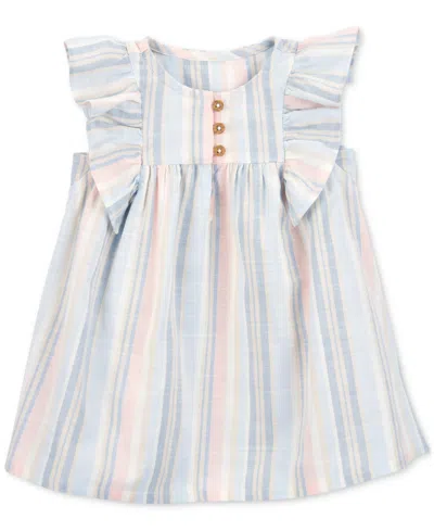 Carter's Baby Girls Striped Flutter-sleeve Dress In Open
