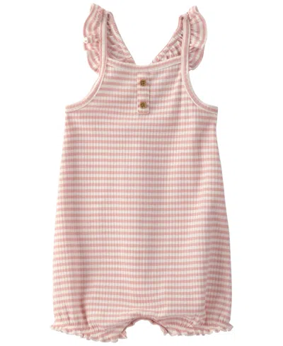 Carter's Baby Girls' Striped Sleeveless Romper In Pink