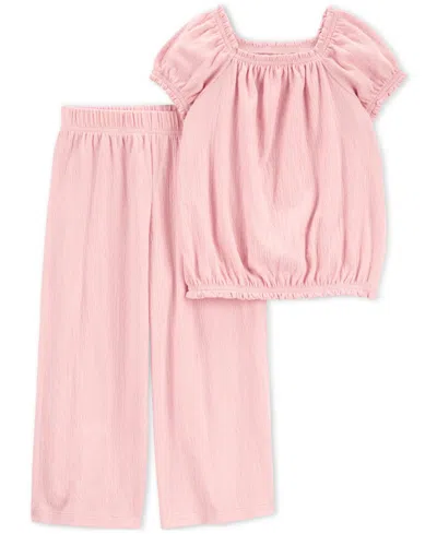 Carter's Babies' Toddler Girls Top & Pull-on Pants, 2-piece Set In Pink