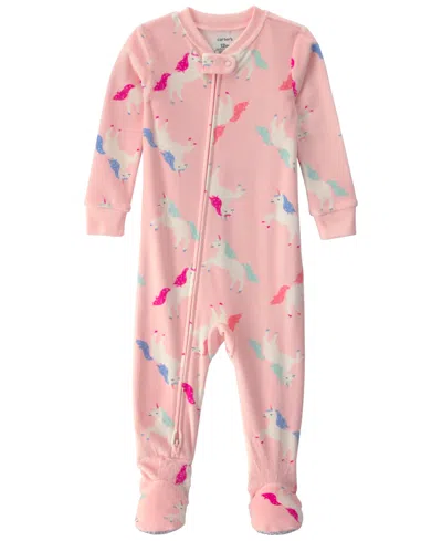 Carter's Carters Baby Girls' Unicorn 2-way Zip Dream Plush Snug-fit Footed Pajama In Multi