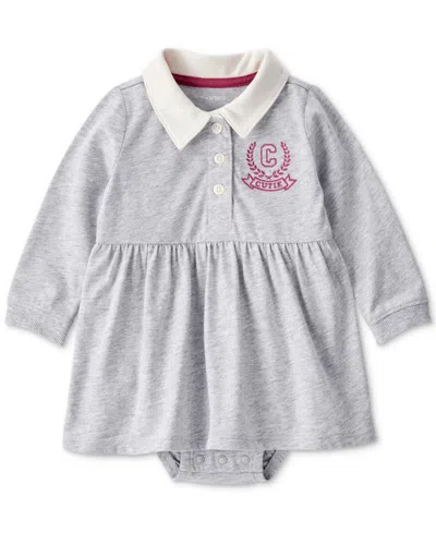 Carter's Baby Girls Varsity Polo Bodysuit Dress In Gray