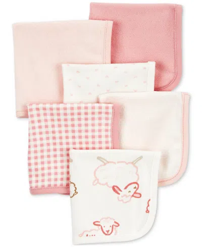 Carter's Baby Girls Wash Cloths, Pack Of 6 In Pink,ivory
