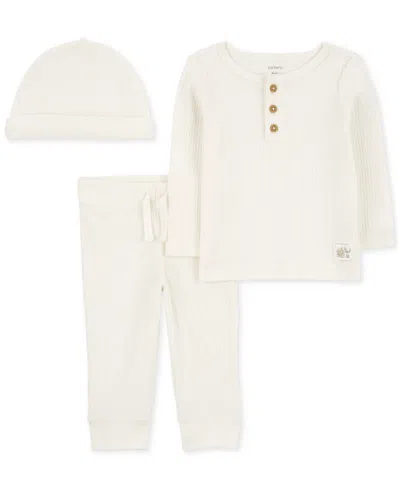 Carter's Baby Hat, T-shirt & Pants, 3 Piece Set In Ivory