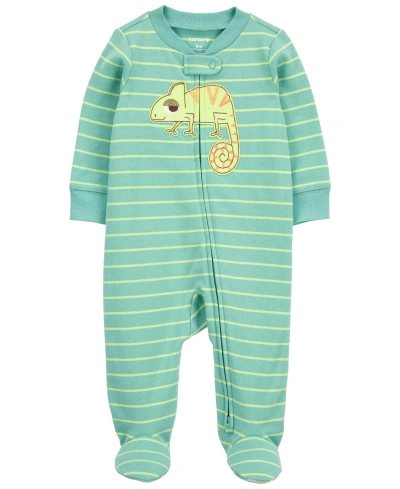 Carter's Baby Iguana Snap Up Cotton Sleep And Play Pajamas In Blue