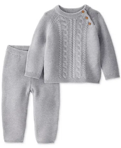 Carter's Baby Kids 2-piece Cotton Cable-knit Sweater And Pants Set In Gray