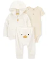 Carter's Baby Little Hooded Cardigan, Duck Bodysuit & Pants, 3 Piece Set