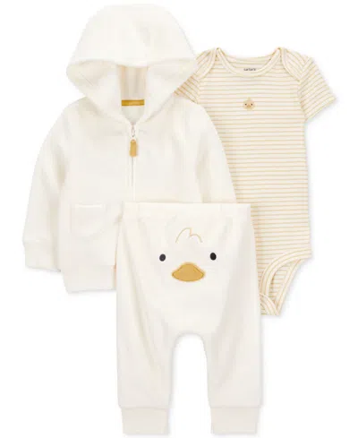 Carter's Baby Little Hooded Cardigan, Duck Bodysuit & Pants, 3 Piece Set
