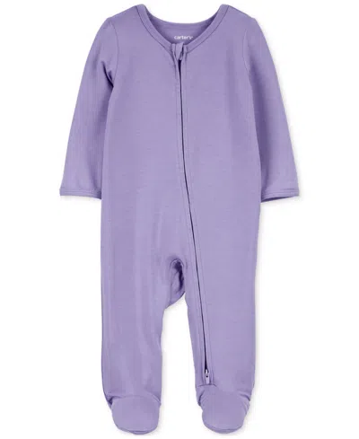 Carter's Baby One-piece Sleep & Play Footed Coverall In Purple