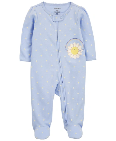 Carter's Baby Polka Dot Snap Up Cotton Sleep And Play Pajamas In Blue