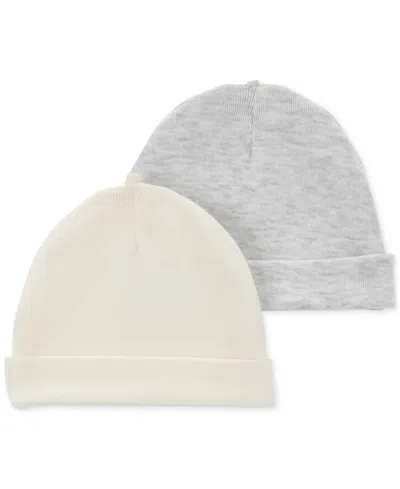 Carter's Baby Rolled-cuff Caps, Pack Of 2 In Ivory,gray