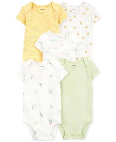Carter's Baby Short-sleeve Cotton Bodysuits, Pack Of 5 In Assorted Pastels