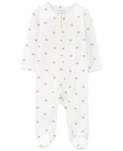 Carter's Baby Snail Print 2 Way Zip Sleep And Play In White