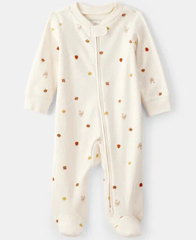 Carter's Baby Thanksgiving Turkey-print Cotton Long-sleeve Sleep & Play Footed Coverall In Brown