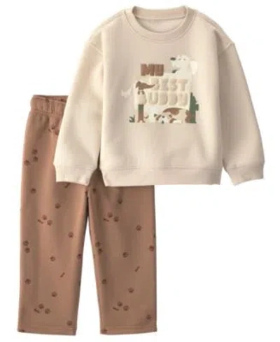 Carter's Kids' Carters Baby Toddler Boys My Best Buddy Dog Fleece Sweatshirt Pants 2 Piece Set In Brown