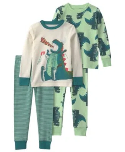 Carter's Carters Baby Toddler Boys Roar Dino 100 Cotton Snug Fit Pajama 4 Piece Set In Green