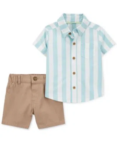 Carter's Kids' Carters Baby Toddler Little Big Boys Striped Shirts Polos Pants Sets In Blue