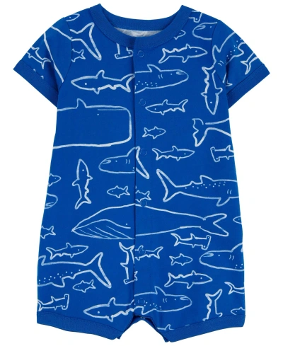 Carter's Baby Whale Snap Up Romper In Blue