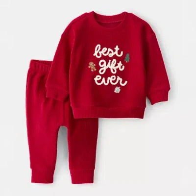 Carter's Best Gift Ever Velour Baby Unisex 2-pc. Pant Set In Red