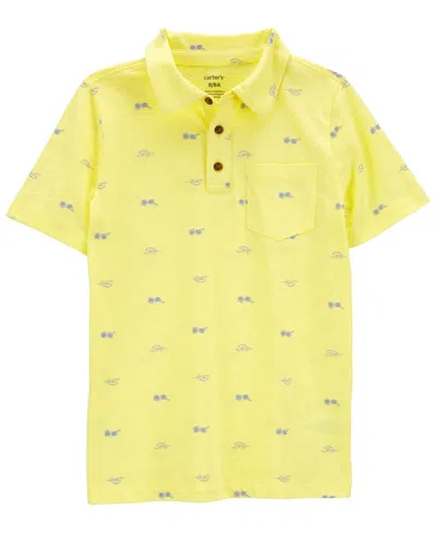 Carter's Kids' Big Boys Sunglasses Print Polo Shirt In Yellow