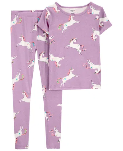 Carter's Kids' Big Girls 2 Piece Unicorn 100% Snug Fit Cotton Pajamas In Multi