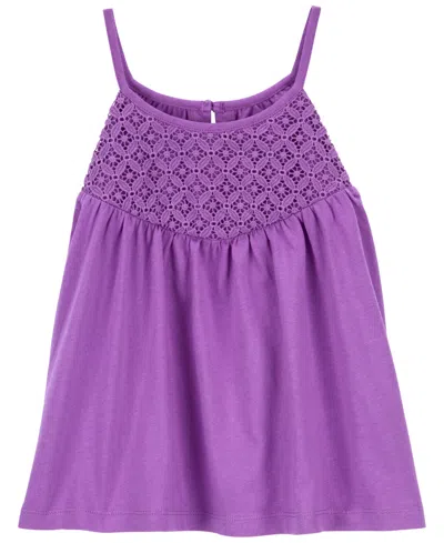 Carter's Kids' Big Girls Crochet Sleeveless Top In Purple