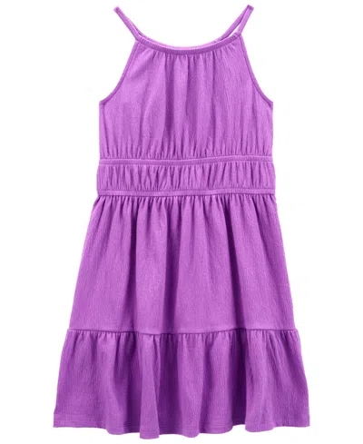 Carter's Kids' Big Girls Knit Gauze Dress In Purple