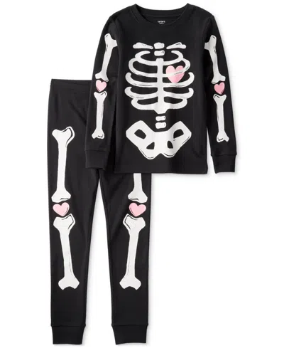 Carter's Big Kids 2-pc. Glow In The Dark Skeleton Pajama Set In Black