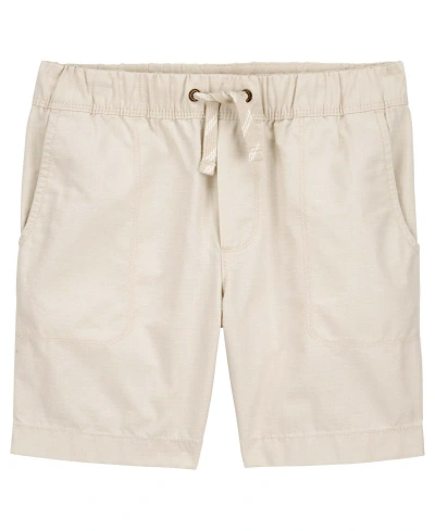 Carter's Kids' Big Pull On Canvas Shorts In Cream