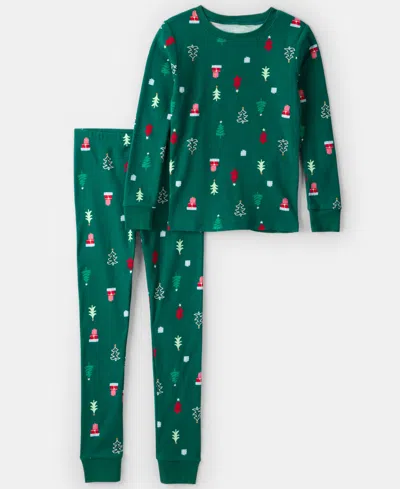 Carter's Kids' Boys 2-piece Long-sleeve Top And Pajama Set In Green