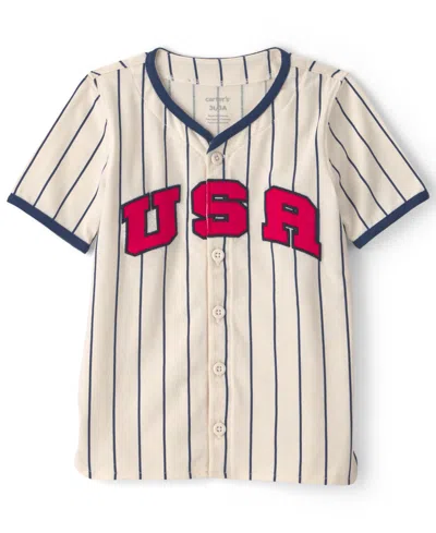 Carter's Babies' Boys' 2t-5t Button-down Usa Jersey In Multi