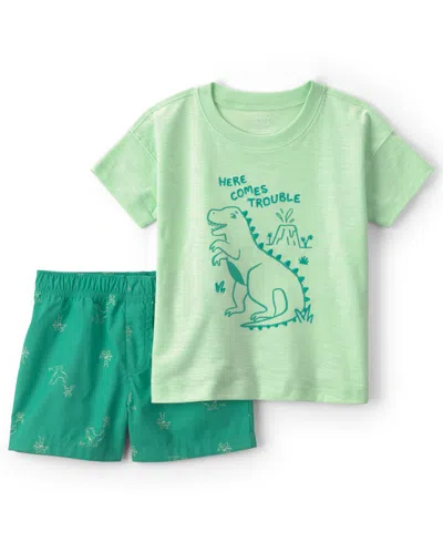 Carter's Babies' Boys' 2t-5t Dinosaur T-shirt And Shorts, 2-piece Set In Multi