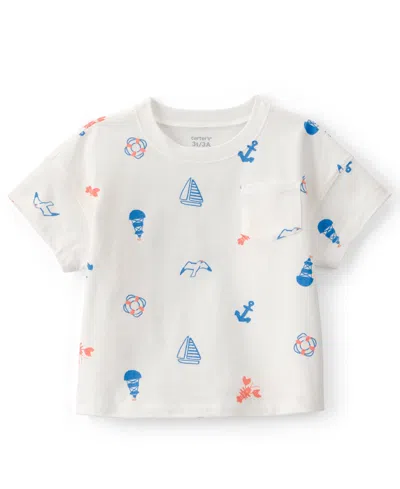 Carter's Babies' Boys' 2t-5t Nautical Pocket Short-sleeve T-shirt In White