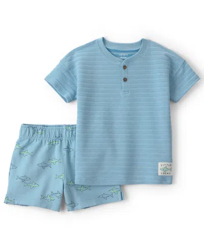 Carter's Babies' Boys' 2t-5t Shark Top And Shorts, 2-piece Set In Blue