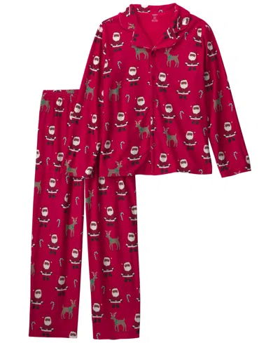Carter's Kids' Boys' And Girls' Holiday Long-sleeve Top And Pants, 2-piece Set In Burgundy