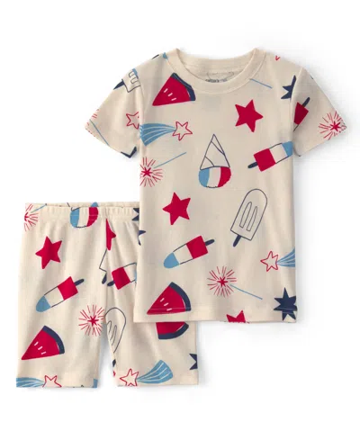 Carter's Babies' Boys' Or Girls' Toddler 2t-5t Fourth Of July Short-sleeve Sleep And Play, 2-piece Set In Neutral