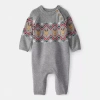 Carter's Boys Round Neck Long Sleeve Jumpsuit In Gray
