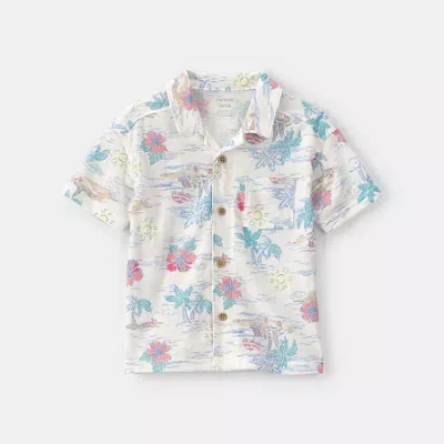Carter's Babies' Boys Short Sleeve Fitted Regular Fit Button-down Shirt In Multi