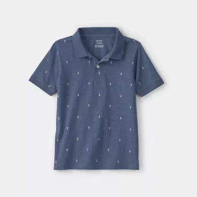 Carter's Kids' Boys Short Sleeve Regular Fit Polo Shirt In Blue