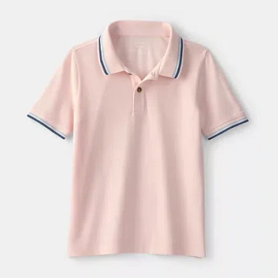 Carter's Kids' Boys Short Sleeve Regular Fit Polo Shirt In Pink
