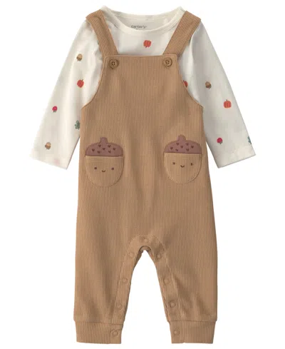 Carter's Babies' Boys' Thanksgiving Thermal Long-sleeve Top And Overall, 2-piece Set In Multi
