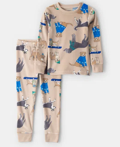 Carter's Babies' Boys Toddler 2t-5t 2-piece Dog Print Snug Fit Top And Pants Pajama Set In Brown