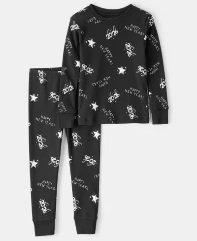 Carter's Babies' Boys Toddler 2t-5t 2-piece New Years Snug Fit Long-sleeve Top And Pants Pajama Set In Black