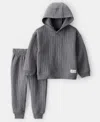 Carter's Boys Toddler 2t-5t 2-piece Ribbed Hoodie And Pants Set In Gray