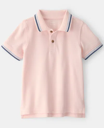 Carter's Babies' Boys' Toddler 2t-5t Collared Short-sleeve Polo Shirt In Pink